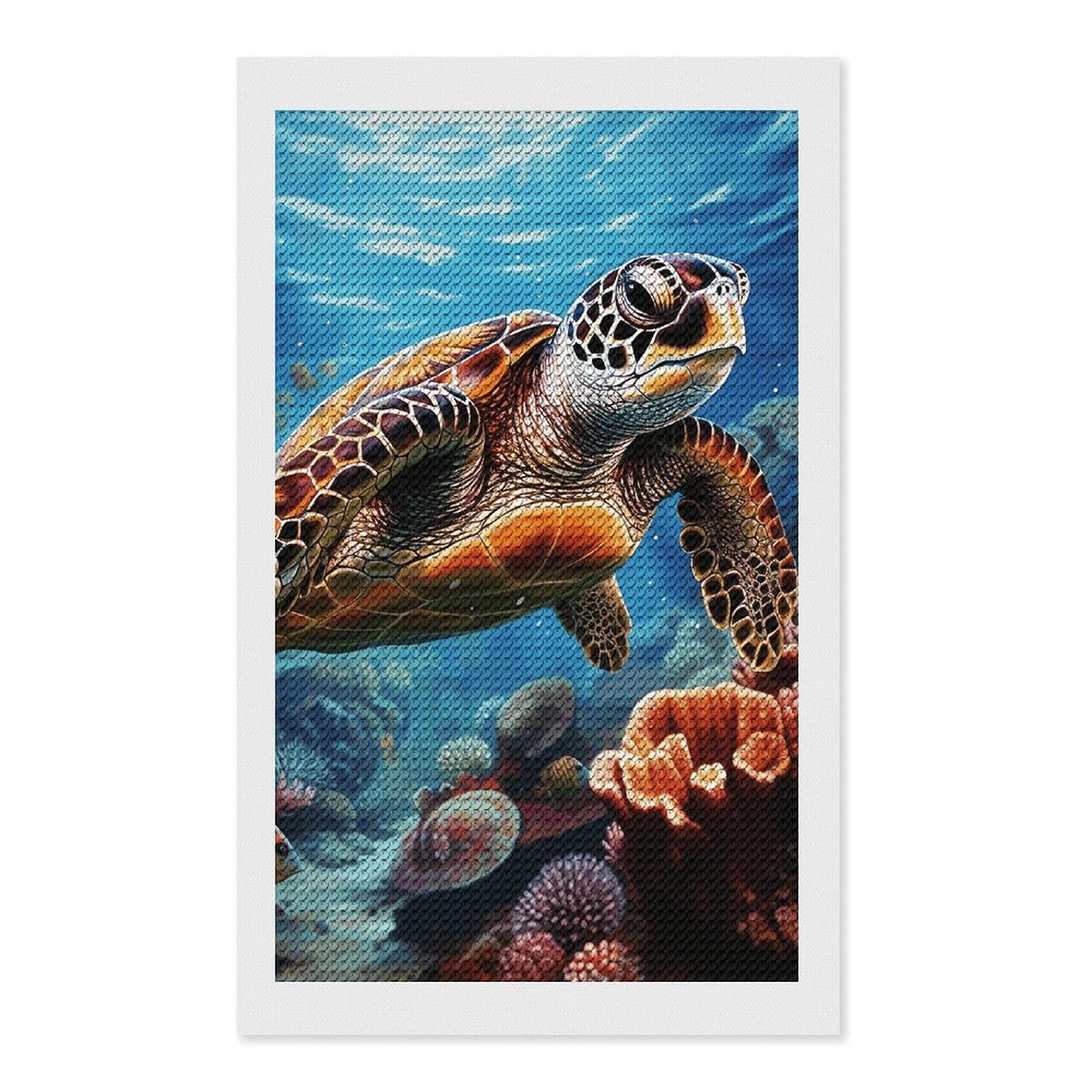 Sea Turtles Diamond Painting Diamond Art Kits for Adults, DIY 5D Diamonds Painting Kits for Beginner, Round Full Drill Diamond Dots Painting, Diamonds Pictures Gem Art and Crafts Wall Decor 12"x20"