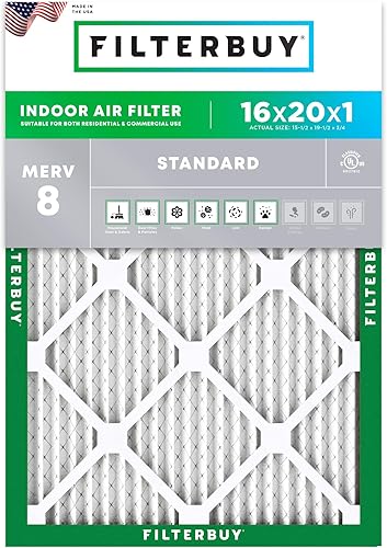 Miniatura 15 de Filterbuy 15x20x1 Air Filter MERV 8 Essential Dust & Allergy Defense (1-Pack), Electrostatic Pleated HVAC AC Furnace Filters Replacement, Made in