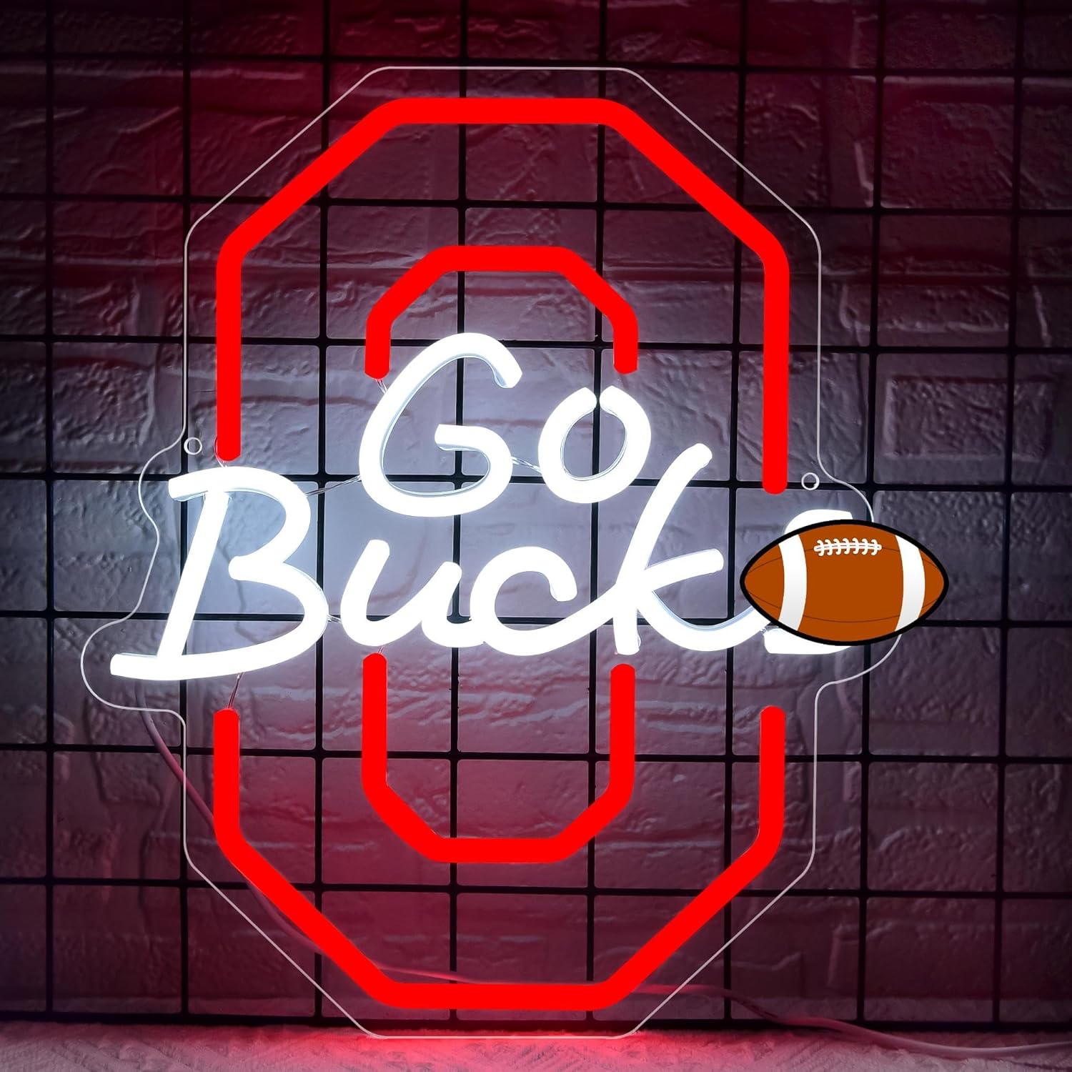University Neon Sign for Wall Decor University Football Team Sign Neon light for Man Cave Birthday Gifts for Fans Dimmable Led Sign for Party Club Bar Dorm Decor Size 11.65 * 13.77(P001)