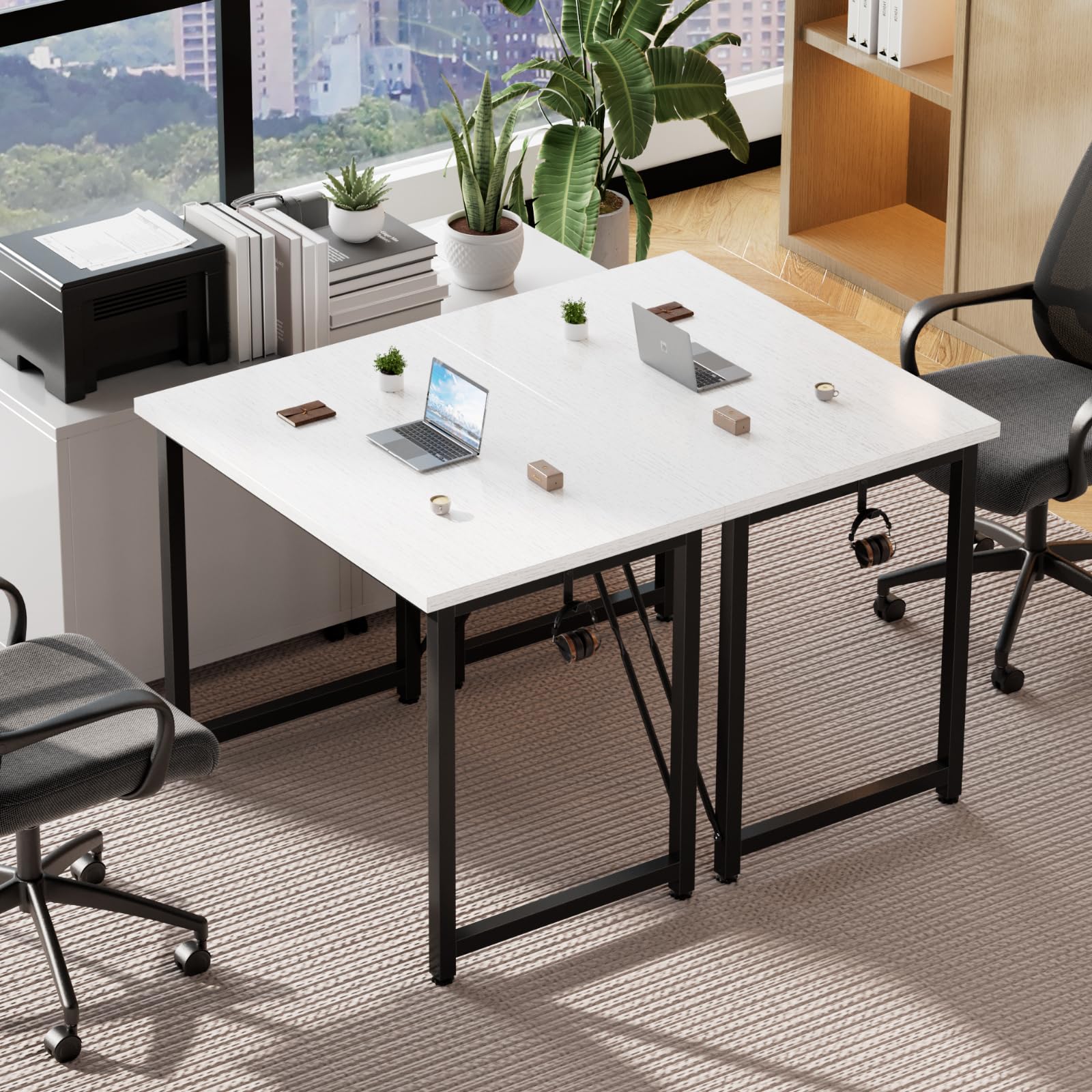 Devoko Scrivania per computer e laptop, stabile, da 80 cm, dal design moderno, semplice e compatto, per ufficio, studio, camera da letto, bianco