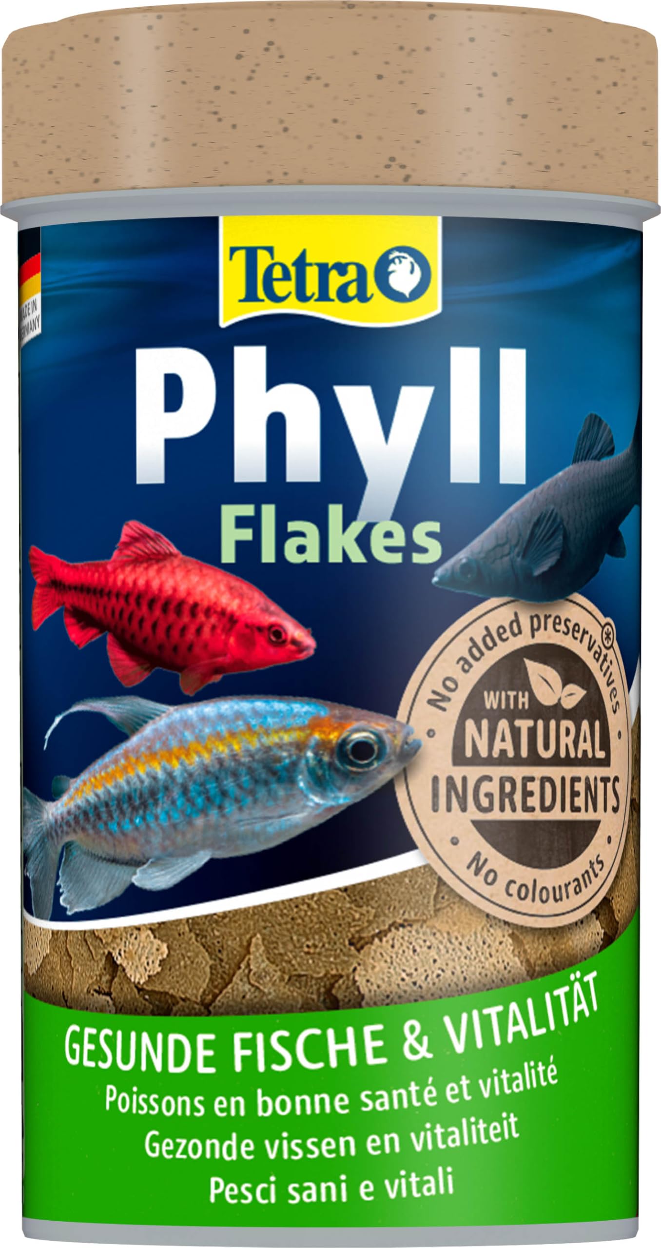 Tetra Phyll Flakes Alimento vegetal para peces ornamentales, 100 ml | Ingredientes vegetales | Forma de escamas