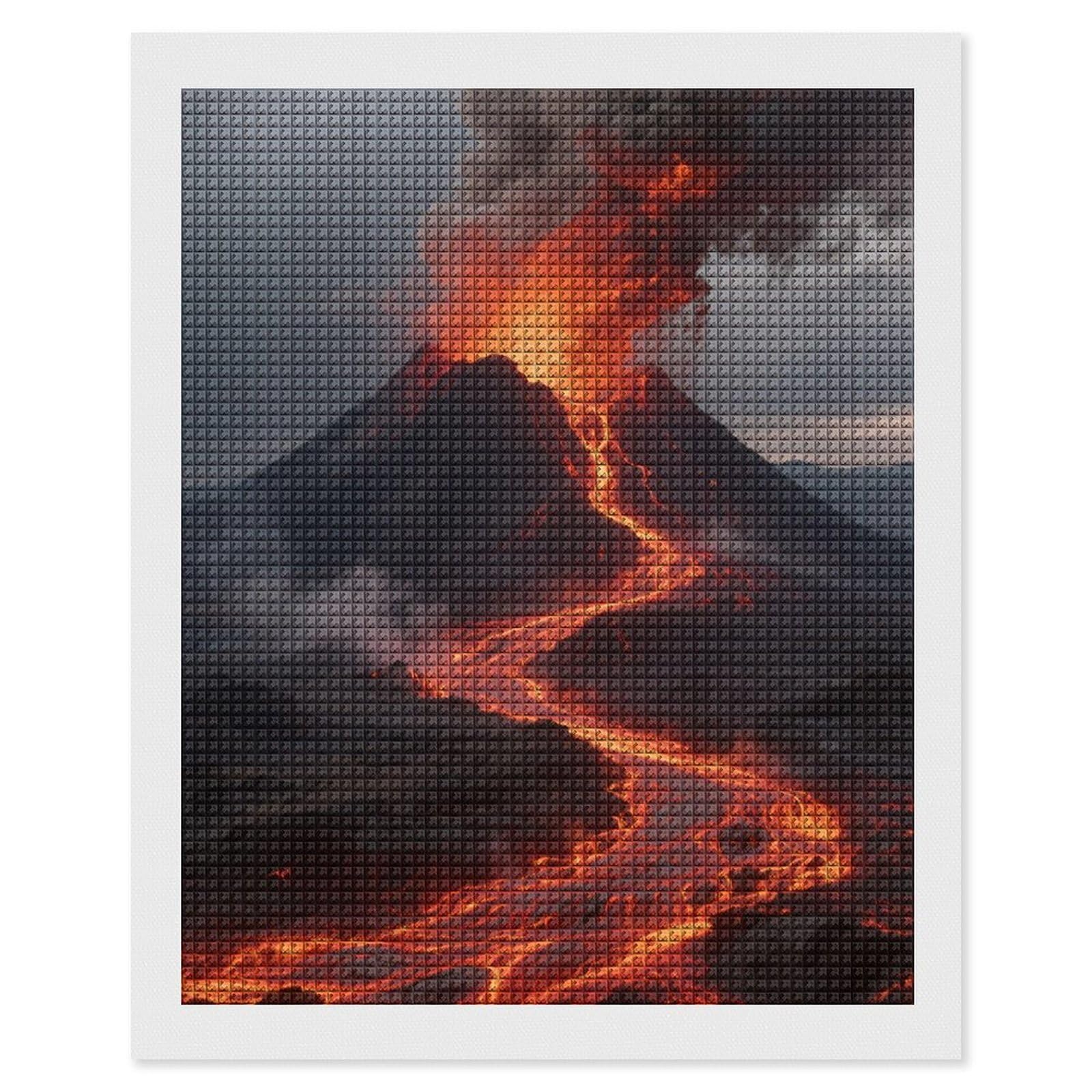 FodPand Volcano 5D Diamond Painting Kits for Adults Beginners Full Drill Square Diamond Dots Pictures Gem Art Supplies for Home Wall Room Decoration DIY Craft Set Gift 16x20
