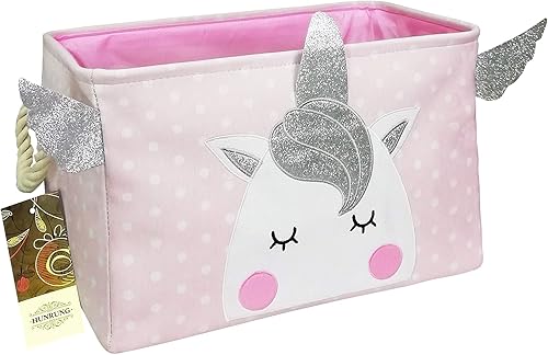 Miniatura 8 de HUNRUNG - Cesta de almacenamiento rectangular, lindo organizador de tela para juguetes de mascotasniños, libros o ropa. Perfecta para habitaciones