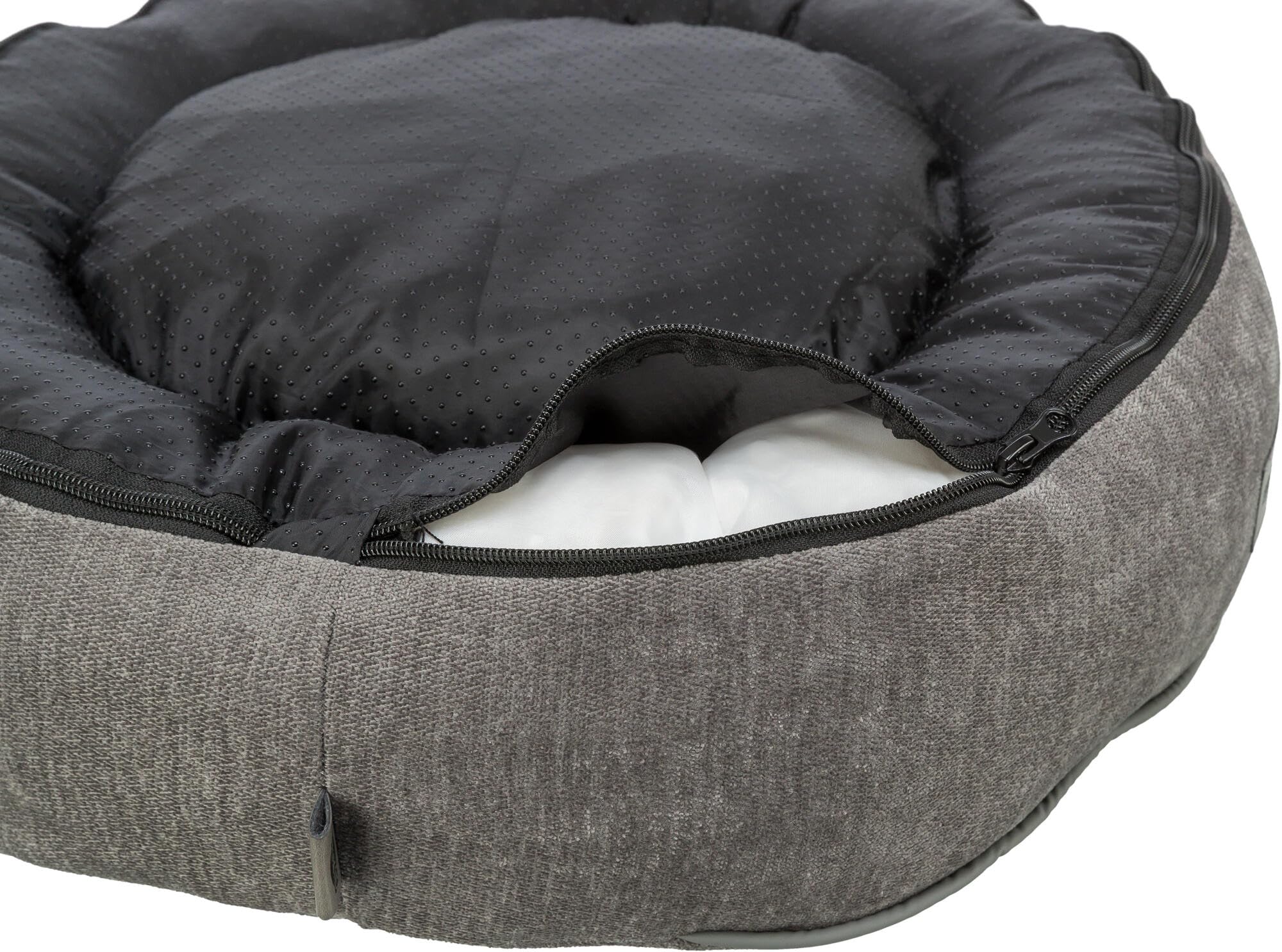 Trixie Vital Lennox 371322 - Cama para Perros (felpilla, Redonda, ortopédica, diámetro de 70 cm, con Espuma viscoelástica para Efecto Memoria), Color Gris