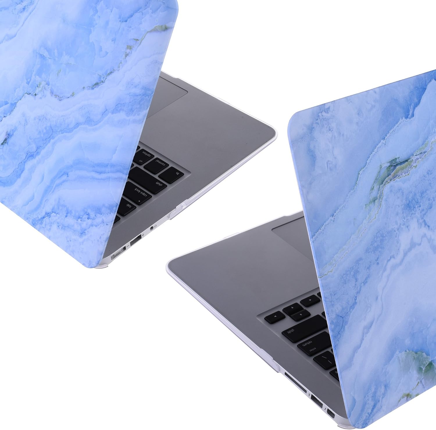 Cosmos Rubberized Plastic Hard Shell Cover Case for Older Version 2010-2017 Released MacBook Air 13 inch Model A1369 / A1466 (MacBook Air 13" (A1369 / A1466), White Blue Marble Pattern)