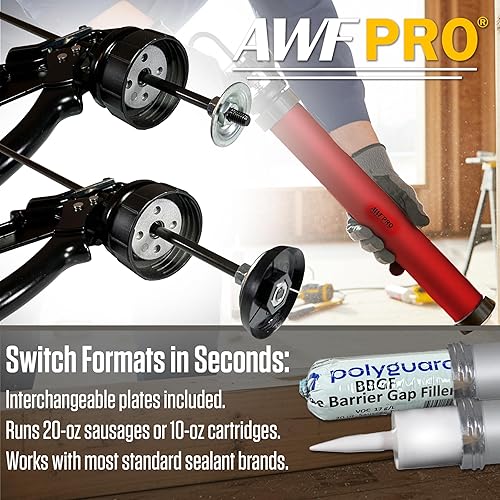 Miniatura 5 de AWF PRO Pistola para calafatear salchichas, paquete de papel de aluminio de 20 onzas y cartucho de 10 onzas convertible, relación de empuje 251,