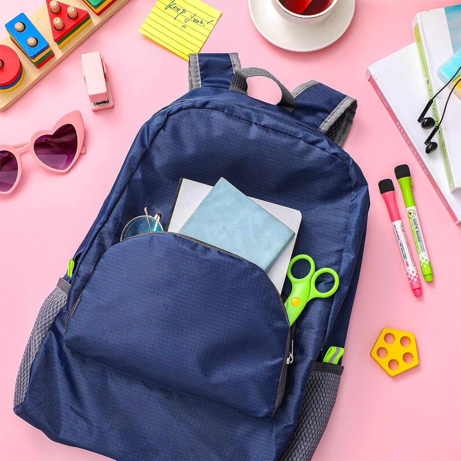 Sherr 20 Pack Foldable Backpacks in Bulk Basic 17",Classic Color