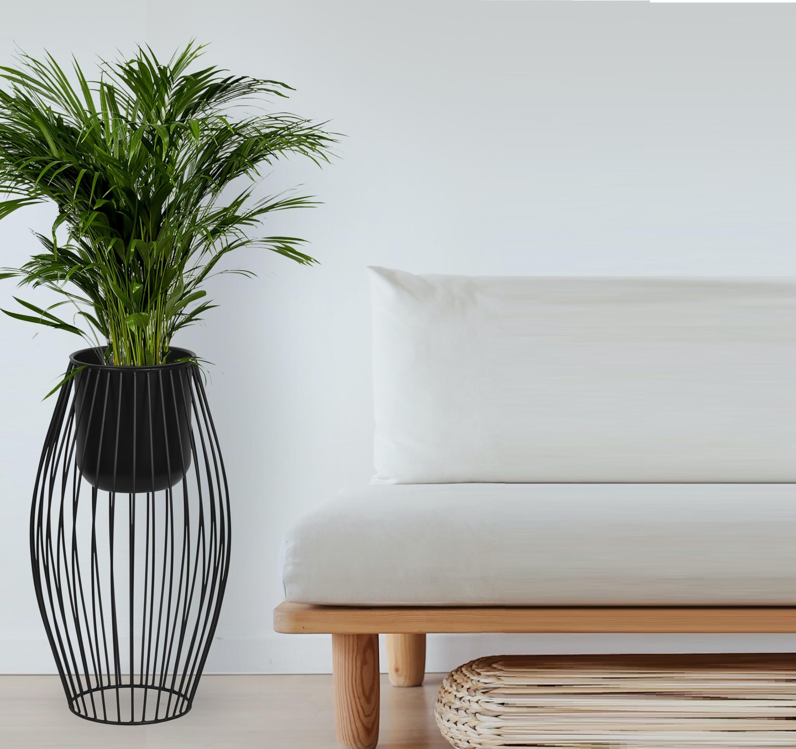 RICHIES ENTERPRISES - Black Decorative Wire Planter Pot with Stand Indoor Outdoor Plant Stand with Planter Pot Home & Decor (B0BS77VS4R) Amazon Price History, Amazon Price Tracker