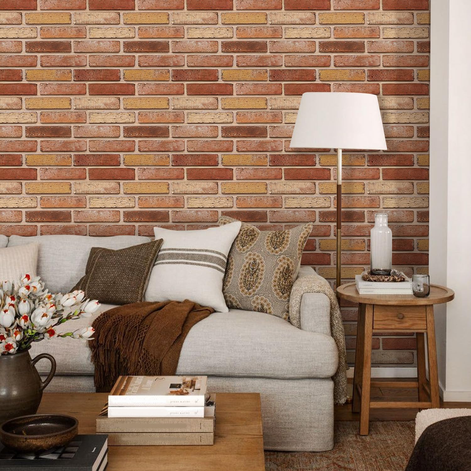 Commomy Adesivi da parete 3D effetto mattoncini staccabili e attaccati, 10 | Pannelli da parete in PVC 3D ultra leggeri e sottili, con mattoni finti per casa, ufficio, soggiorno