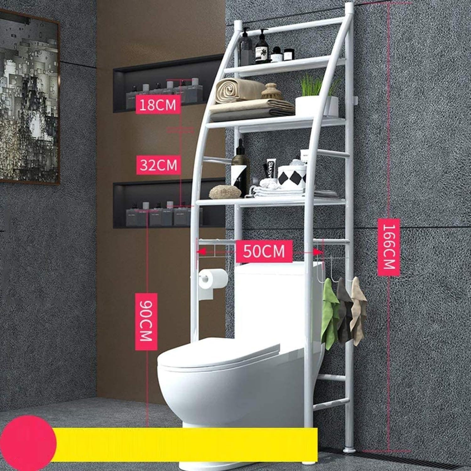 Scaffali da Bagno Scaffali Salvaspazio Scaffali Forati per Lavatrice Scaffale Sopralavatrice Sopra Toilette Mobiletti Bagno Scaffale Lavanderia Scaffale Sopra Scaffali Bagno Salva Spazio (TOILETTE)