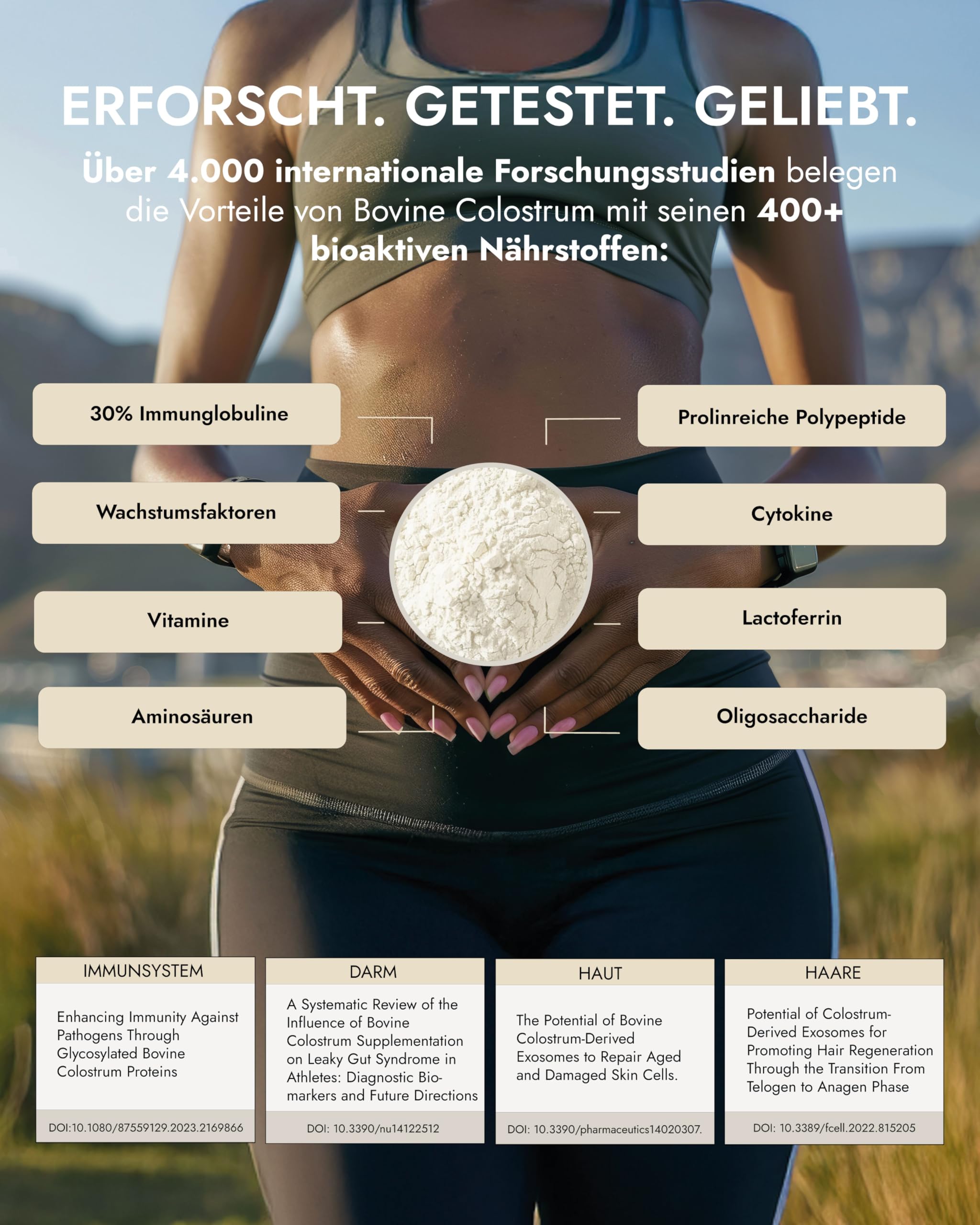 Colostrum Pulver – für Darmgesundheit & Immunsystem – mit Vitamin C, Biotin & Jod – 60 Portionen für 2 Monate – geschmacksneutral