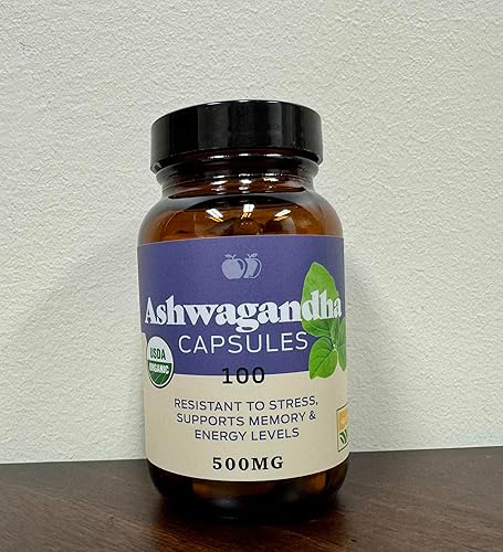 Miniatura 3 de Cápsulas orgánicas de Ashwagandha - 100 cápsulas de 500 mg de suplemento orgánico puro de Ashwagandha para un apoyo calmante