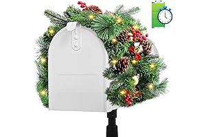 Riceshoot Lighted Mailbox Swag with Berry and Pine Cones