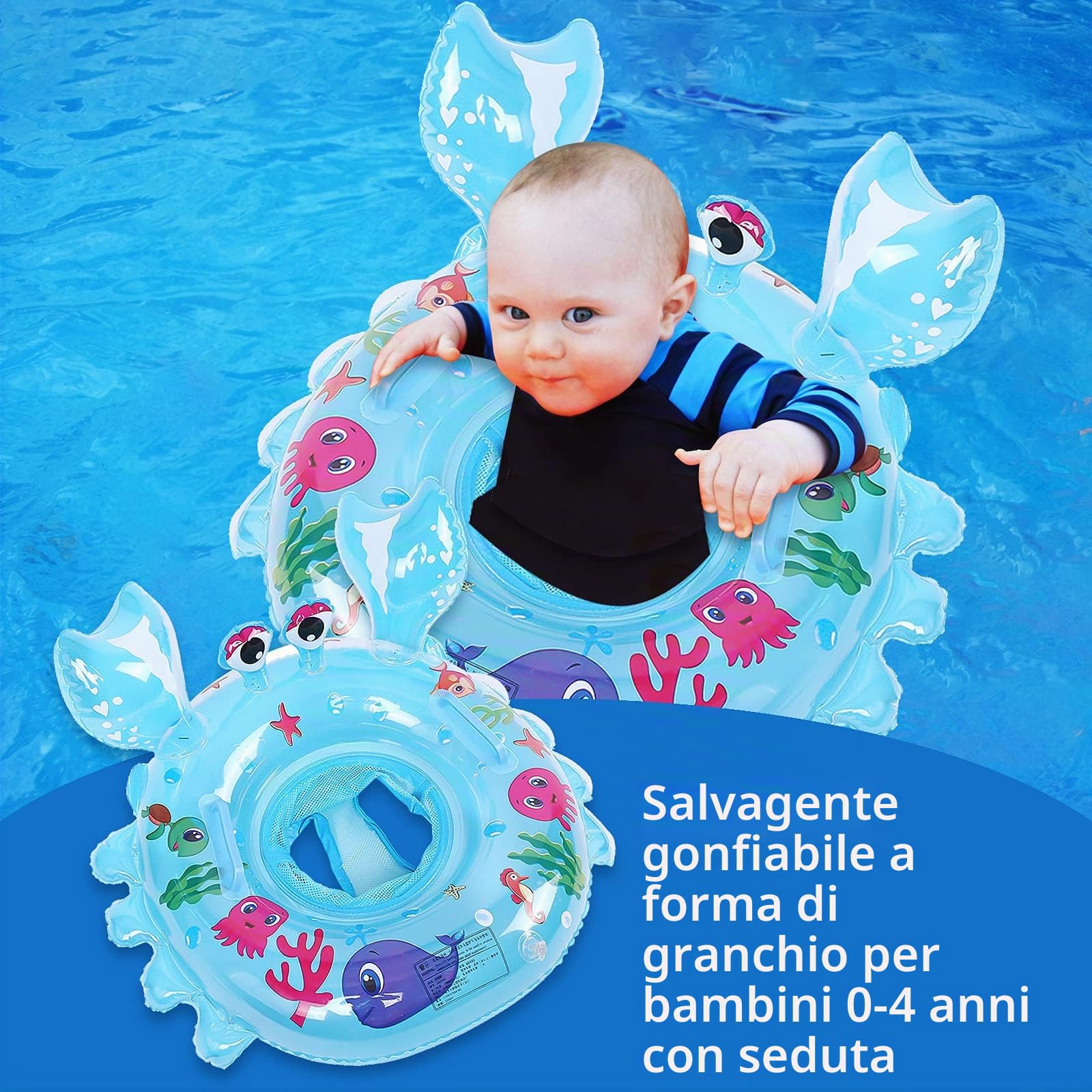 Yisscen Anello da nuoto per bambini, fango, per bambini, seggiolino per piscina, boa gonfiabile, giocattolo da piscina, regalo per bambini, adatto per bambini da 6 a 48 mesi
