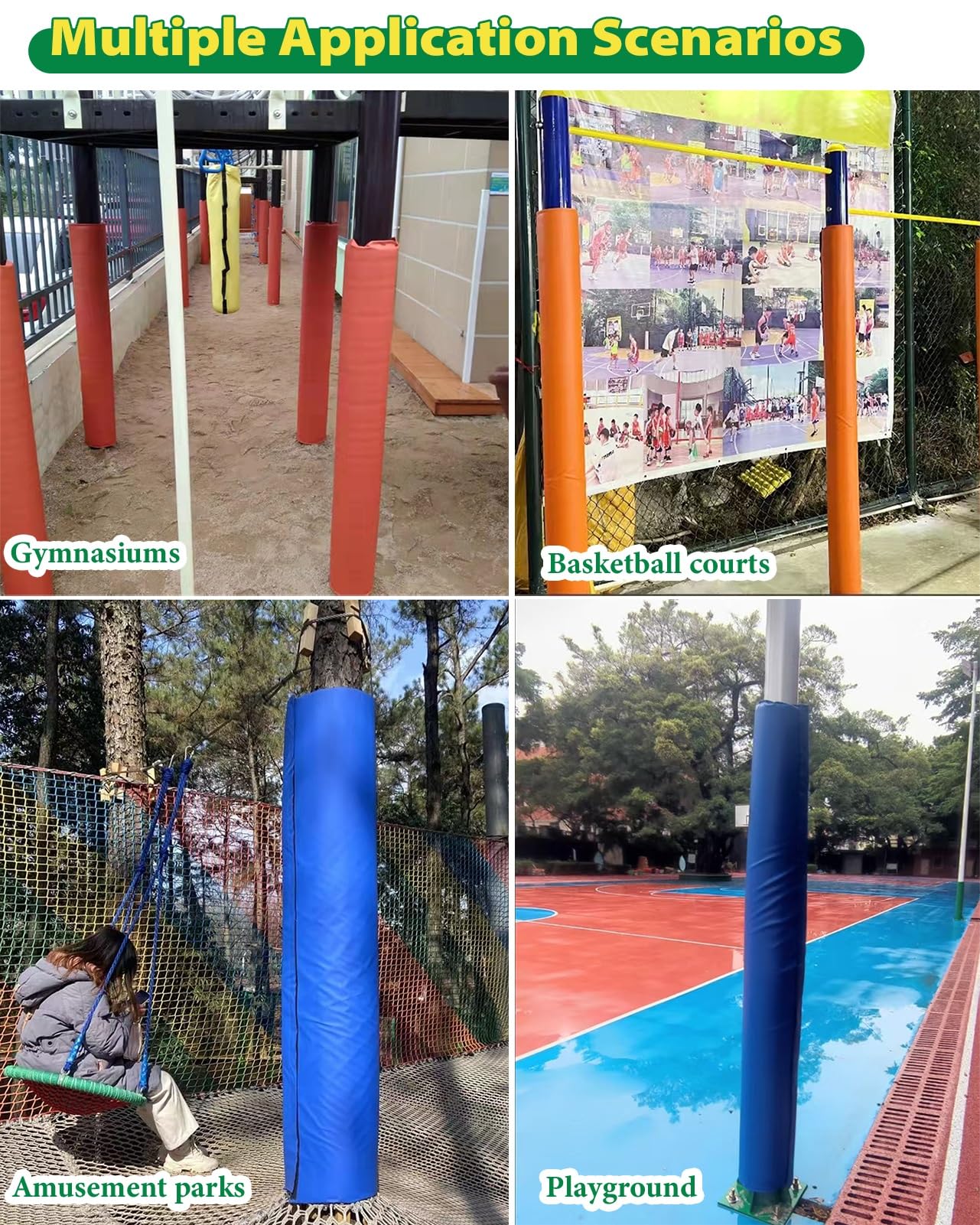 Cubierta acolchada para poste de interior para poste redondo, protector de aro de baloncesto, cubierta de espuma negra para pilar de garaje, soporte de metal al aire libre