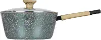 Conjunto de panelas antiaderentes Art of Cooking 3 Quart Granite (compatível com indução), Forest Green