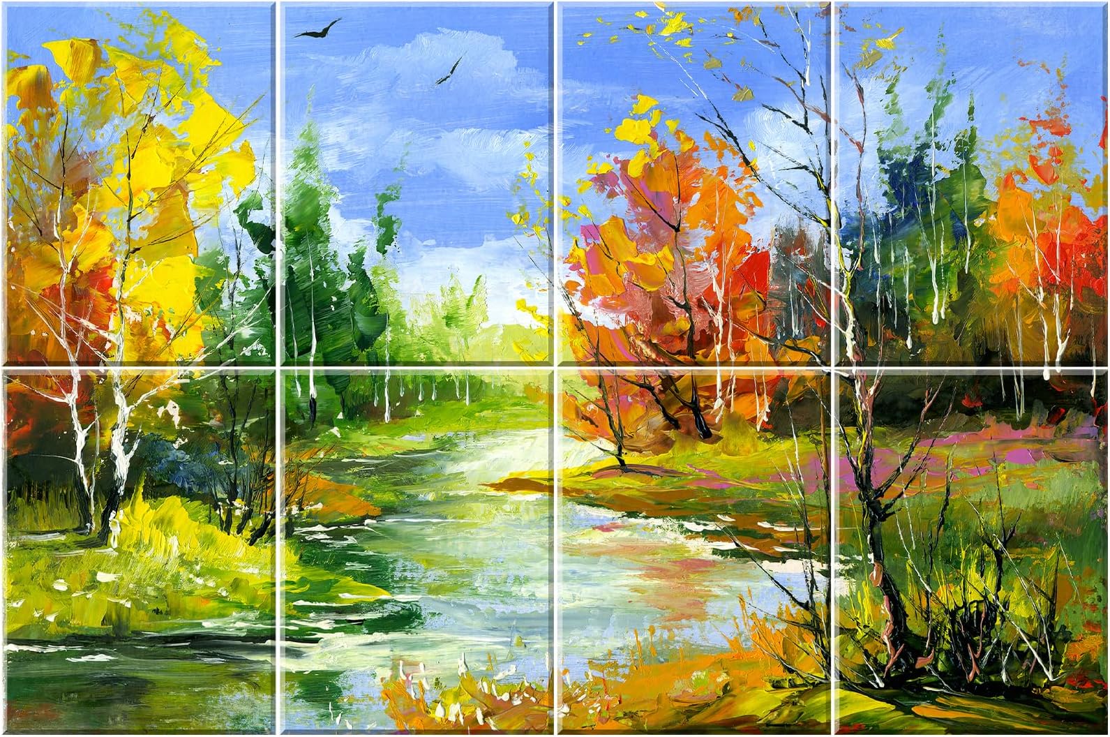 Decorative Acoustic Panels 8 Pack, 48"x32" Large Sound Absorbing Wall Art Panels, Self-Adhesive Sound Proof Foam Panels for Bedroom, Home Theater, Studio, Office - Watercolors