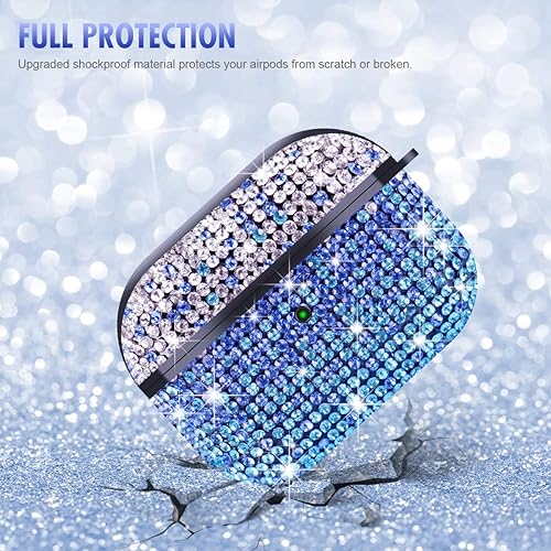 Miniatura 4 de Valkit Funda compatible con AirPods Pro 21, funda para AirPods con diamantes de imitación brillantes con purpurina, fundas protectoras duras a