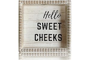 White and Black "Hello Sweet Cheeks" Rustic Bathroom Shelf Decor