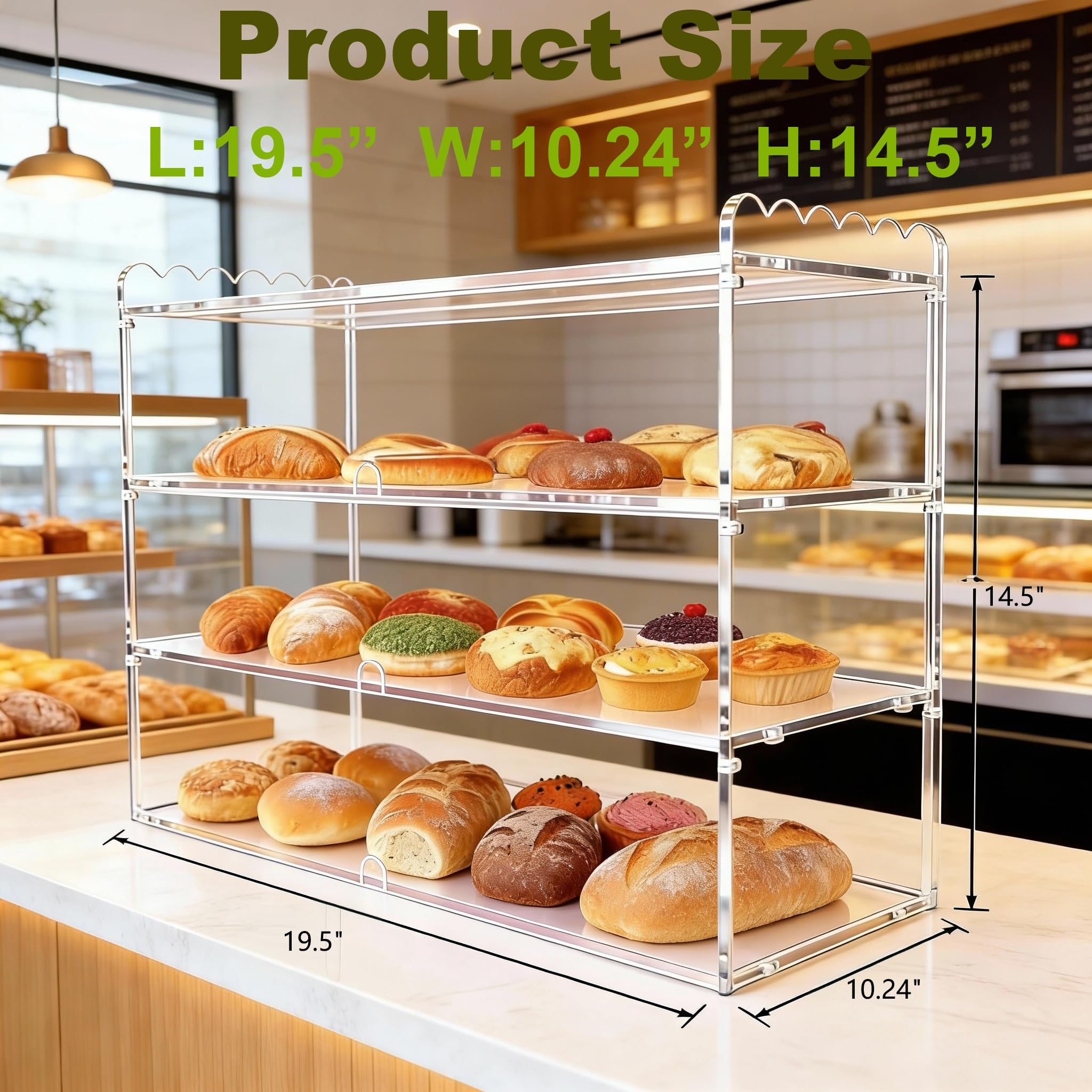 Espositore per pasticceria con manico, trasparente, 48 x 24.1 cm, 30 cm di altezza, per dessert, ciambelle, torte, da banco per panetteria, mantiene fresco, facile da pulire