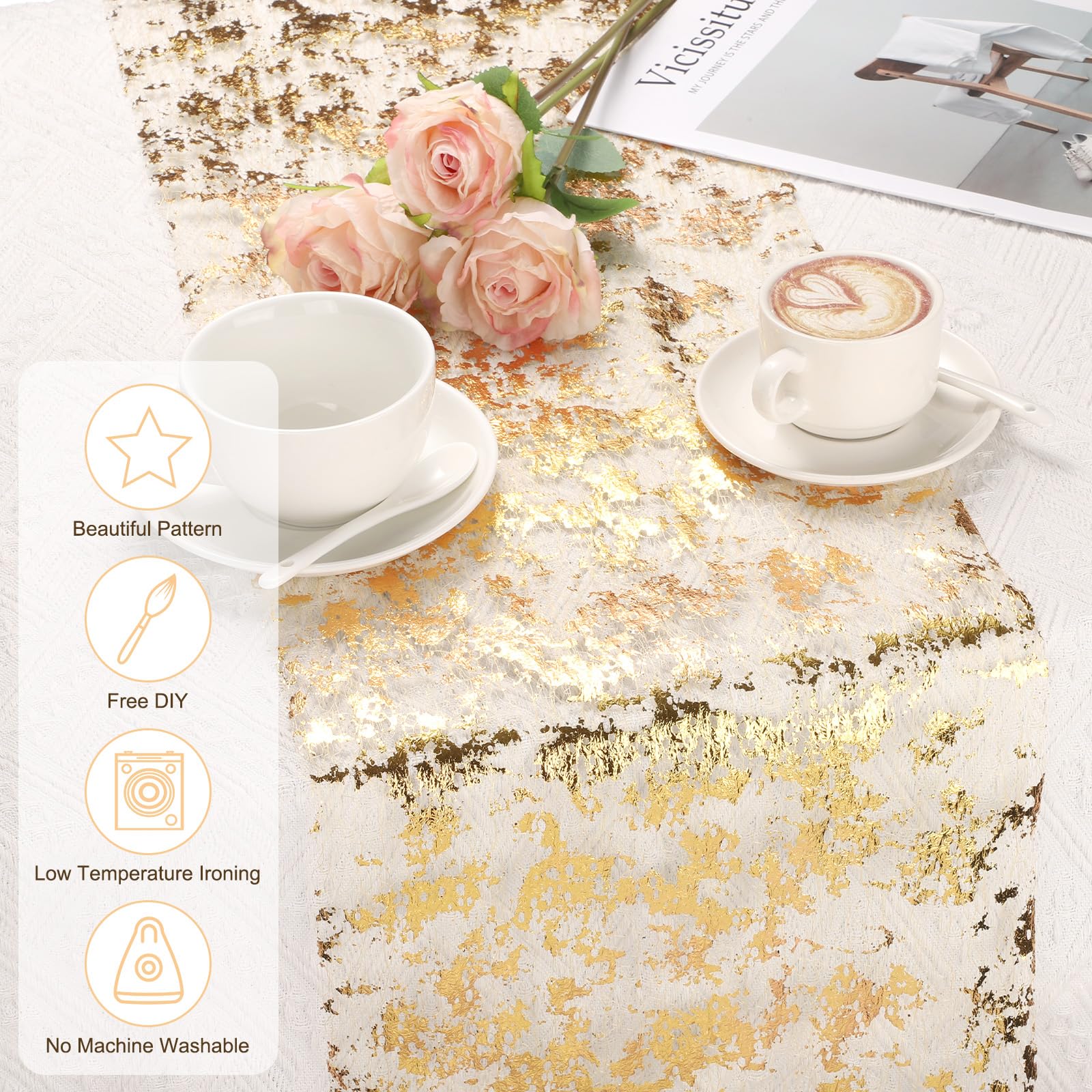 uxcell Rouleau de chemin de table doré 50,8 cm x 4,6 m en maille métallique à paillettes pour mariage, fête d'anniversaire, Noël, Nouvel An