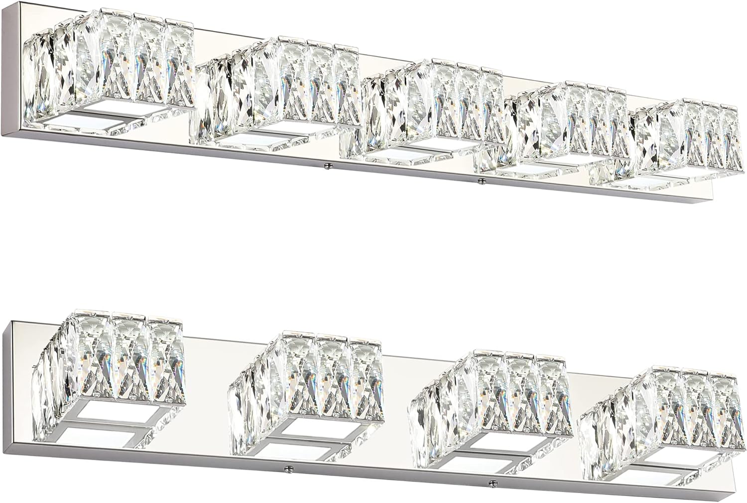ZUZITO Bundle 5 Light with 4 Light Bathroom Light Fixtures ove Mirror Crystal Vanity Light Bar