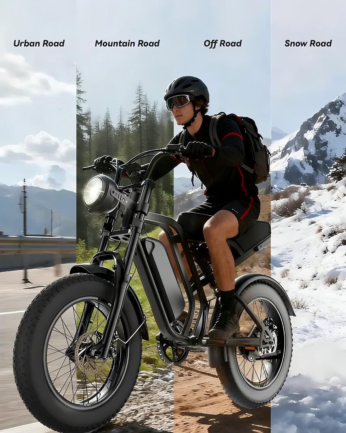 Electric Bike for Adults 750W Motor(Peak 1500W) 33MPH Fast Ebike, 48V 15Ah Removable Battery 40 Miles Range, 20" x 4.0 Fat Tire Electric Bicycle with Adjustable Rear Suspension, Moped Style
