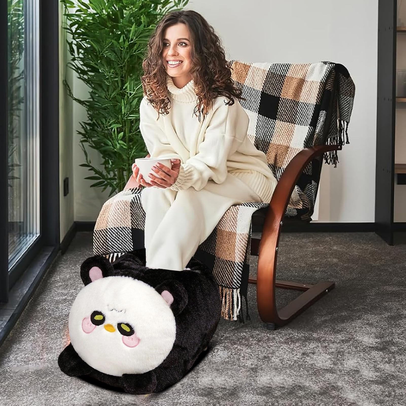 Scaldapiedi Elettrico Scarpe Termiche Portatili | Morbido Peluche Scaldapiedi Elettrico per Inverno Freddo Casa Ufficio Soggiorno Viaggi Uso Bambini Adulti Regalo Vacanza