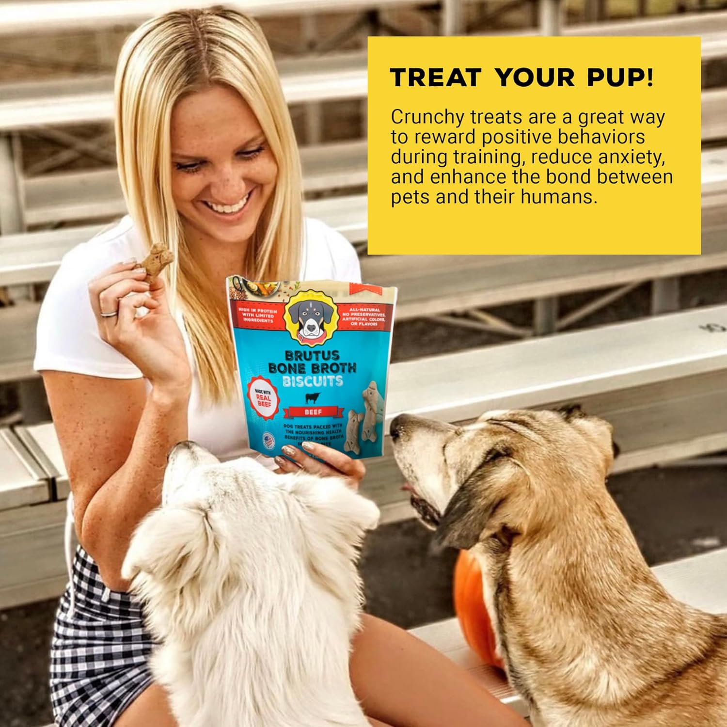 Brutus Bone Broth Biscuits for Dogs - Protein-Rich Dog Treats with Bone Broth and Real Beef - All Natural and Tasty - 8oz, Pack of 2_, Beef Flavor