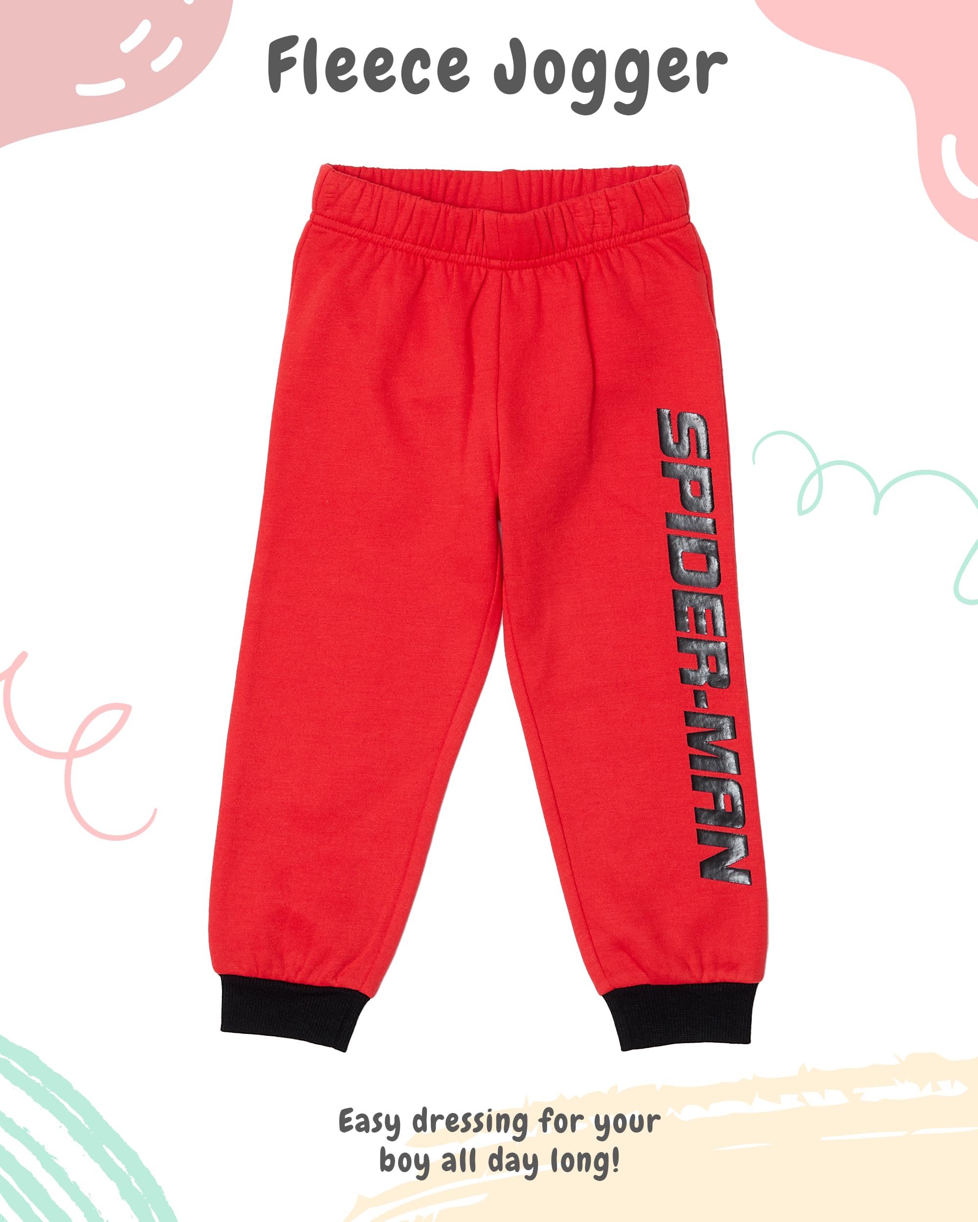Marvel Spider-Man Boys’ Lenticular Hoodie and Jogger Pants Set, 2-Piece Fleece Outfit (Red, 2T)