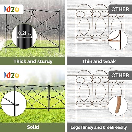 Miniatura 4 de Cerca decorativa de acero resistente de 24 x 10 pies (5 paneles), valla decorativa sin excavación, borde de valla de jardín de metal inoxidable para