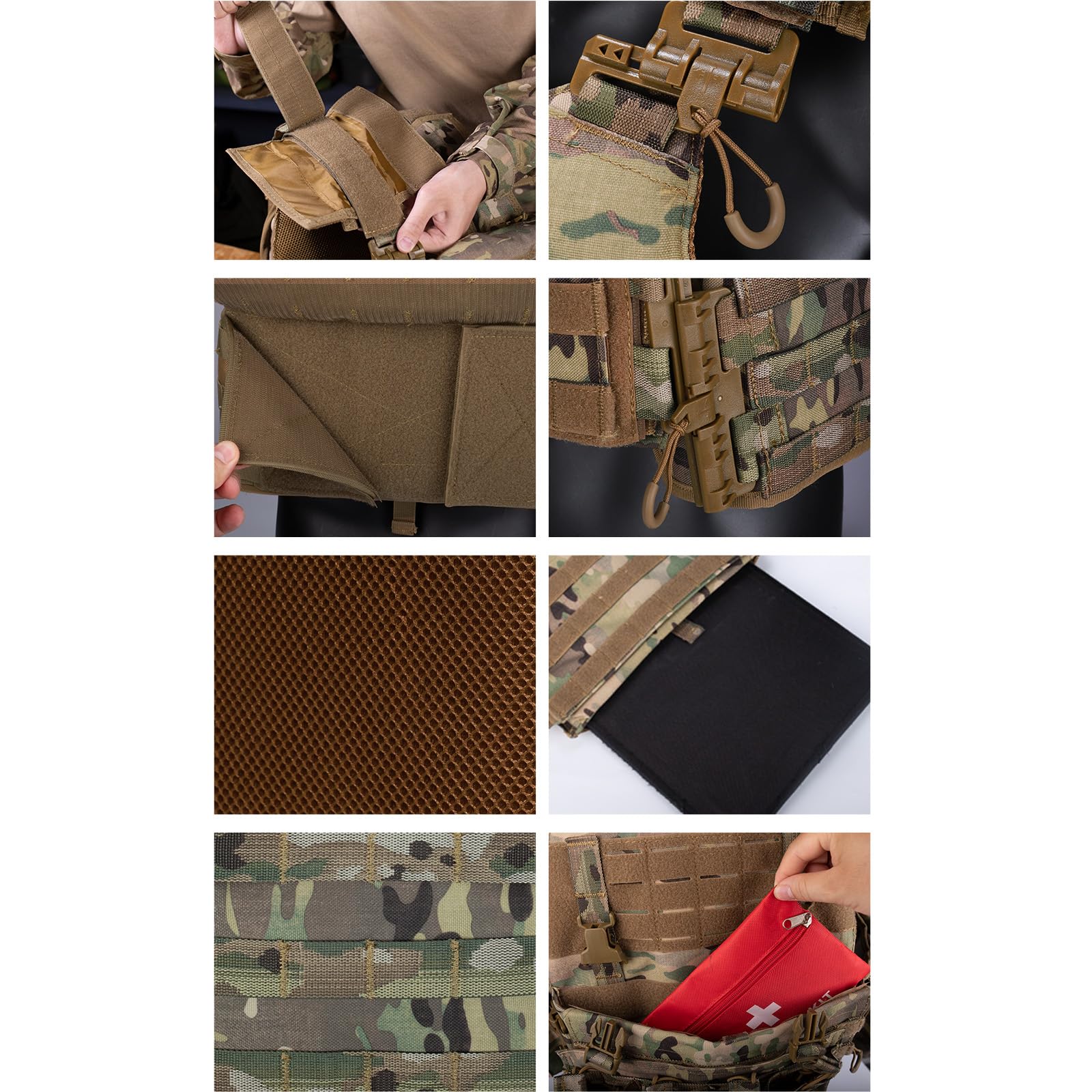 Yakeda Outdoor-Trainingsweste mit Pals-System, multifunktional, MOLLE-Schnellverschluss-Weste, für Wandern, Camping, Training