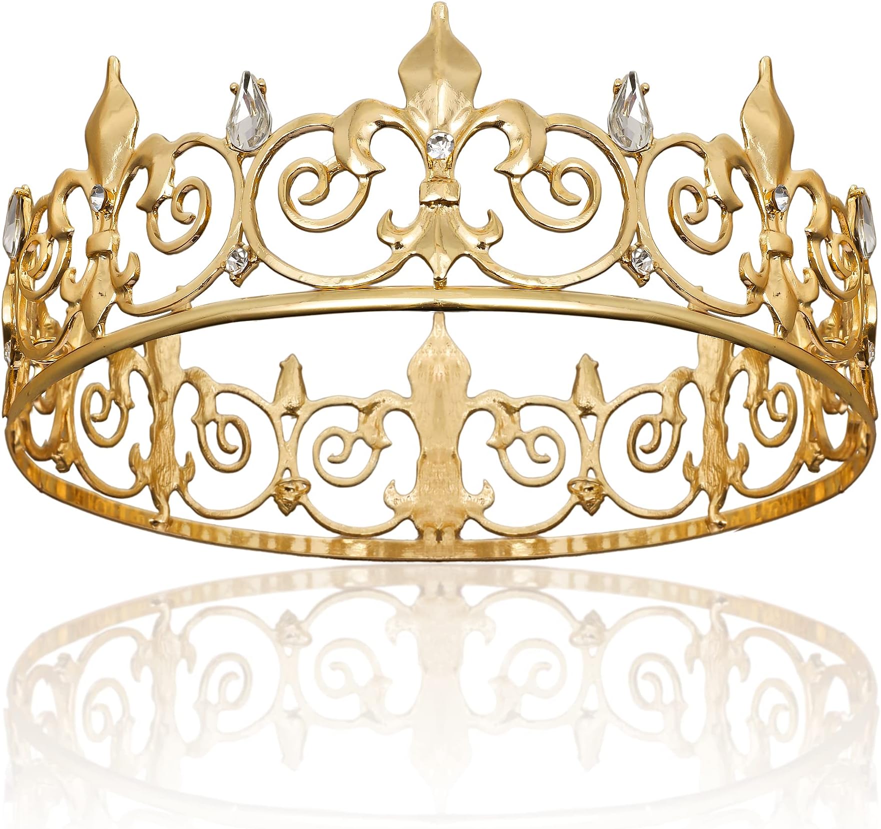 yanstar Gold King Crowns for Men, Metal Royal Prince Crown and Tiaras for Birthday Prom Party Hats Costume