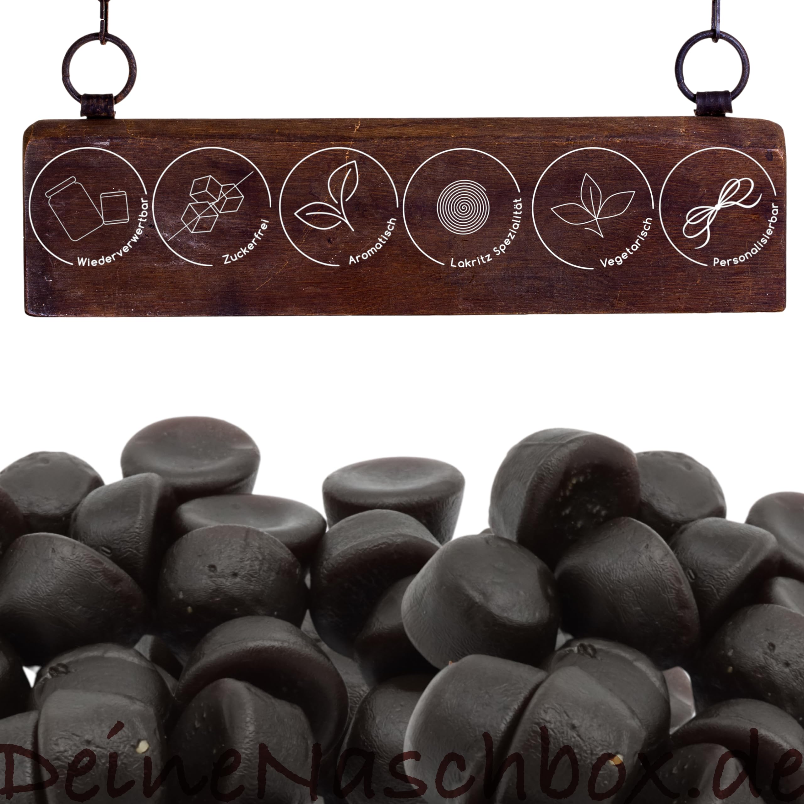 Deine Naschbox | Zuckerfreie Süße Lakritz Drops | 3kg Mega Pot | XXL Großpackung für Party, Candybar & als Geschenk - Gelatinefrei - Softe süße Bollen