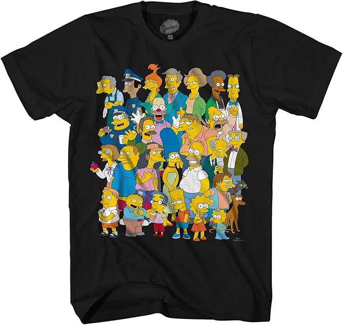 Amazon The Simpsons Springfield Group Montage Bart Homer Tシャツ Us サイズ X Large カラー ブラック Tシャツ カットソー 通販
