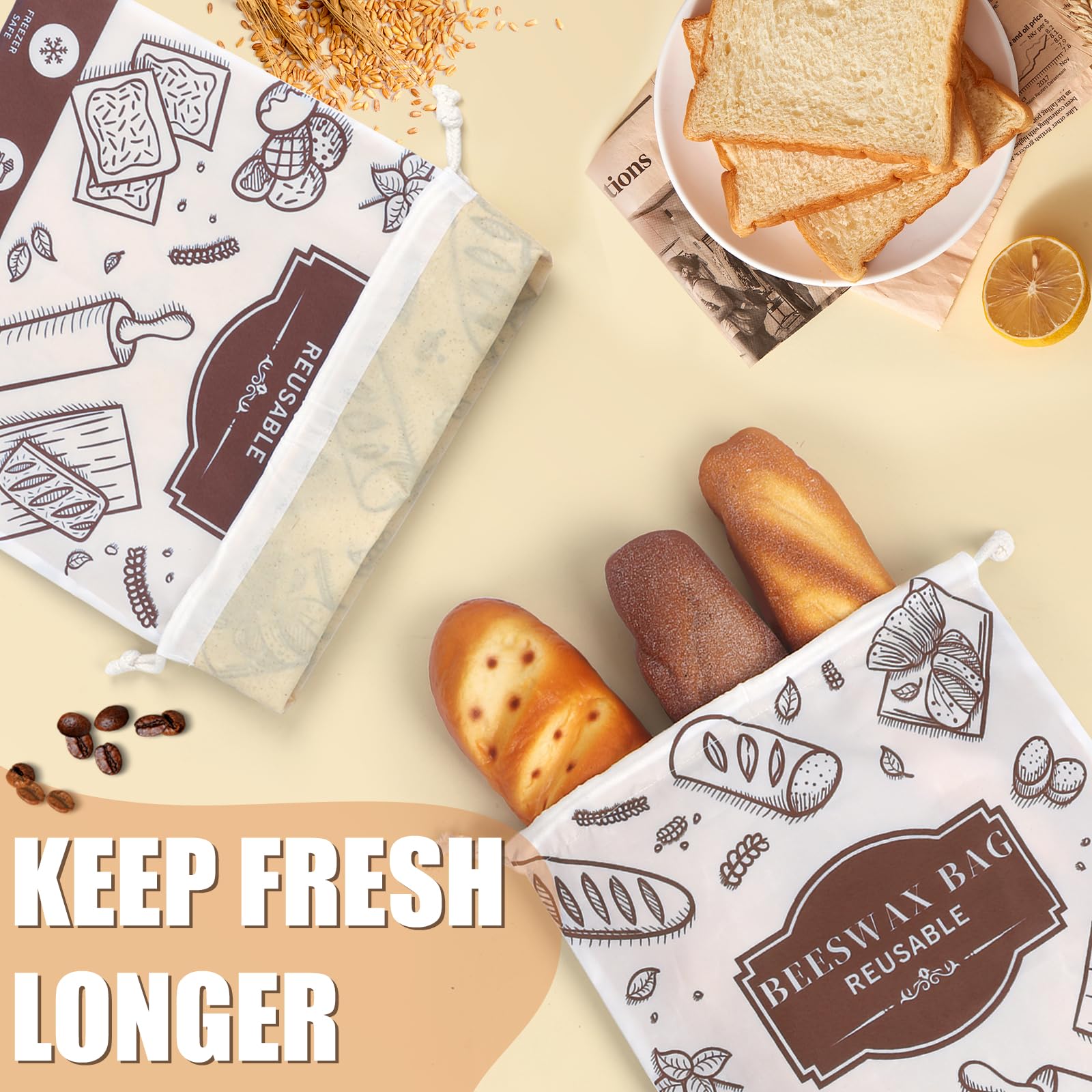 Beeswax Bread Bags - Keep Bread Fresh! -8
