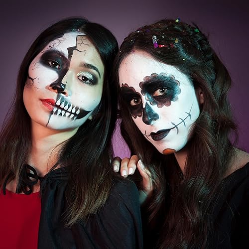 Miniatura 7 de Spooktacular Creations Juego de 2 piezas de maquillaje de Halloween para rostro y cuerpo, base de maquillaje de payaso, ojos negros, varillas