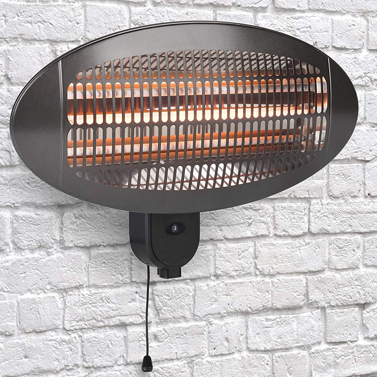 HOME It Stufa da Esterno a Infrarossi da Parete 2000W IP34 Riscaldatore al Quarzo