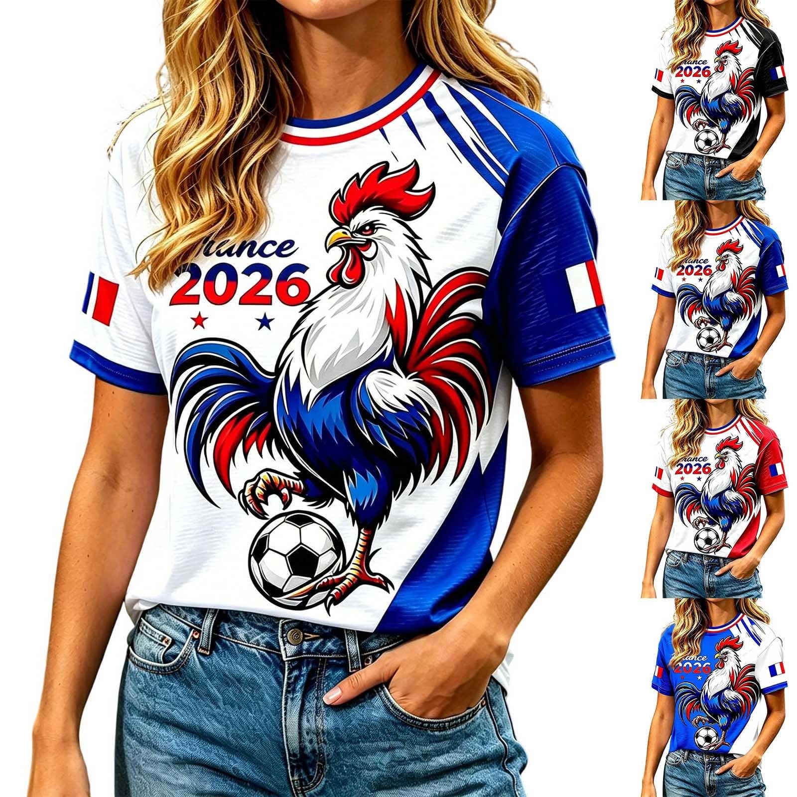 Maillot Femme France 2026, T-Shirt Fan Équipe de France Football