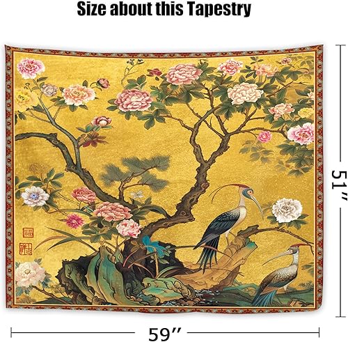 Miniatura 32 de Yookeb Tapiz negro de flores de Matisse de 59 pulgadas de ancho por 51 pulgadas de alto, para colgar en la pared, hojas abstractas, vintage, arte