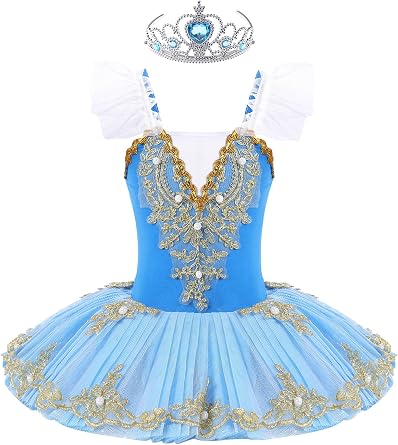 Girls Camisole Skirted Leotard Ballet Dress Sparkle Lace Swan Lake Tutu Ballerina Costumes for Competition