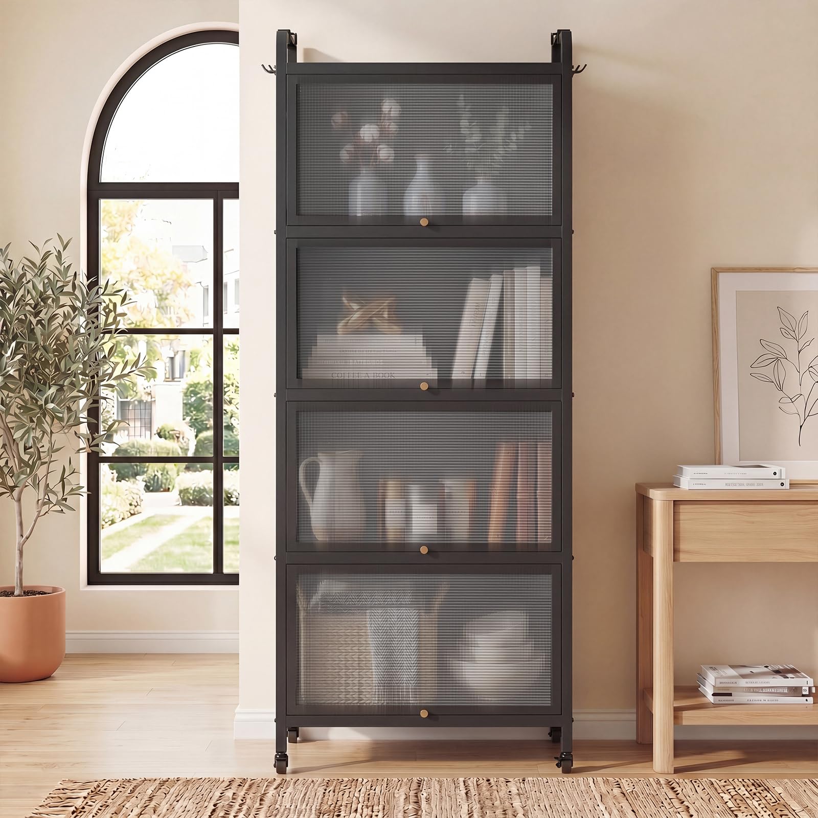 SOARS Mobile Cucina Dispensa a 5 Livelli, 60 X 32 X 153 CM (Nero)