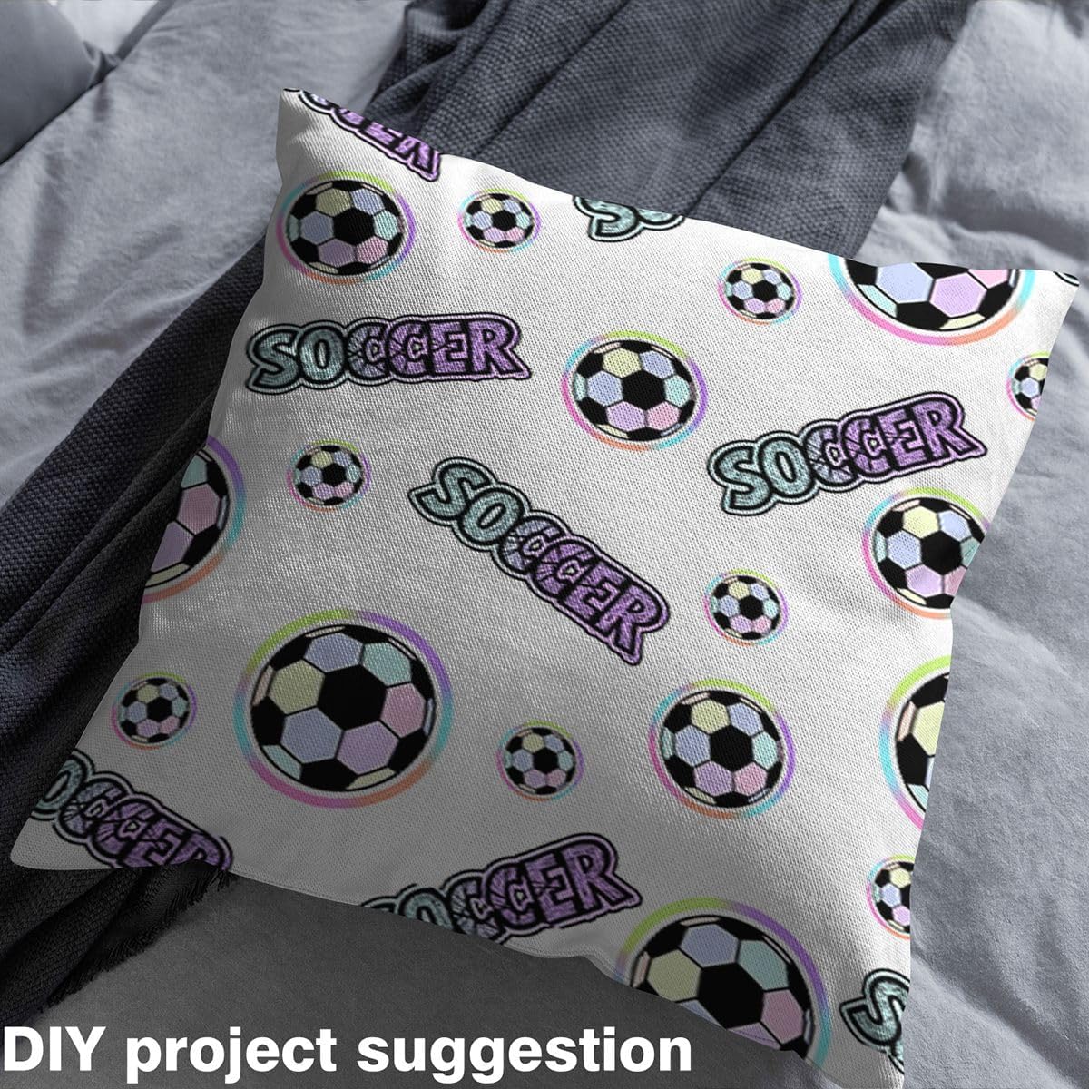 Kids Colorful Soccer Ball Fabric by The Yard 5 Yards Sports Theme Upholstery Fabric for Chairs for Boys Girls Teens Cartoon Style Decorative Women Men Cute Waterproof
