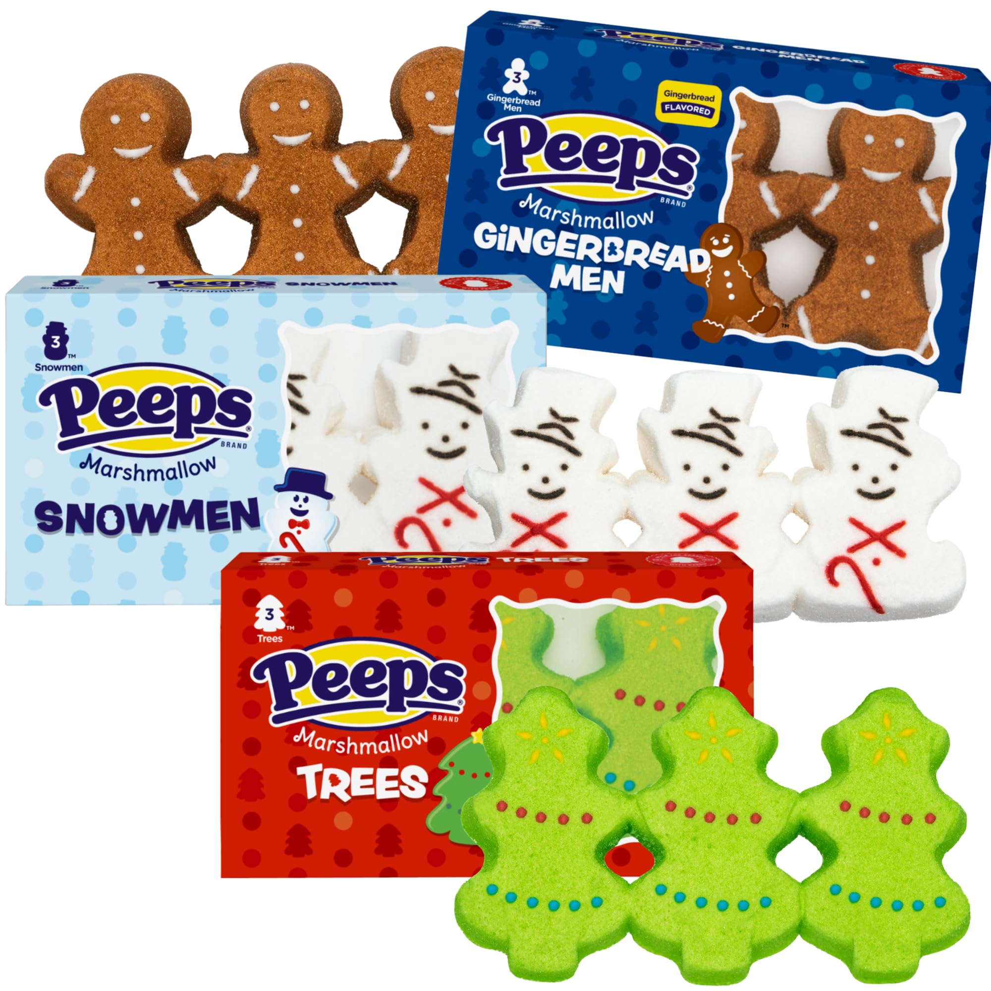 Christmas Variety Pack Peeps with Snow Men, Trees, and Gingerbread Men