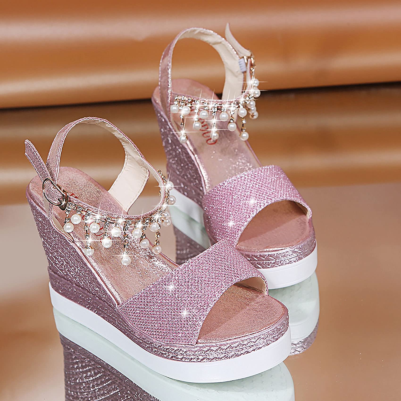 Sandals Women's Platform Wedge Sandals Wedge Sandals Wedge Sandals with  Rhinestones Women's Glitter lace-up Wedge Platform Sandals,Pink,EU40 :  Amazon.ca: Clothing, Shoes \u0026 Accessories