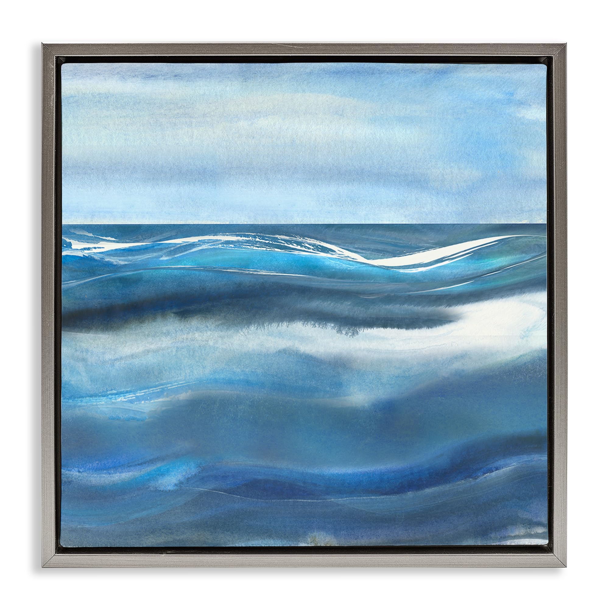 Stupell Industries Serene Ocean Waves Horizon 'Calm Expanse Of Ocean Waves', Floating Frame Canvas Art, Gray, 18 X 18 Inches, Easy To Hang And Sturdy, Made In Usa, By Susan Jill