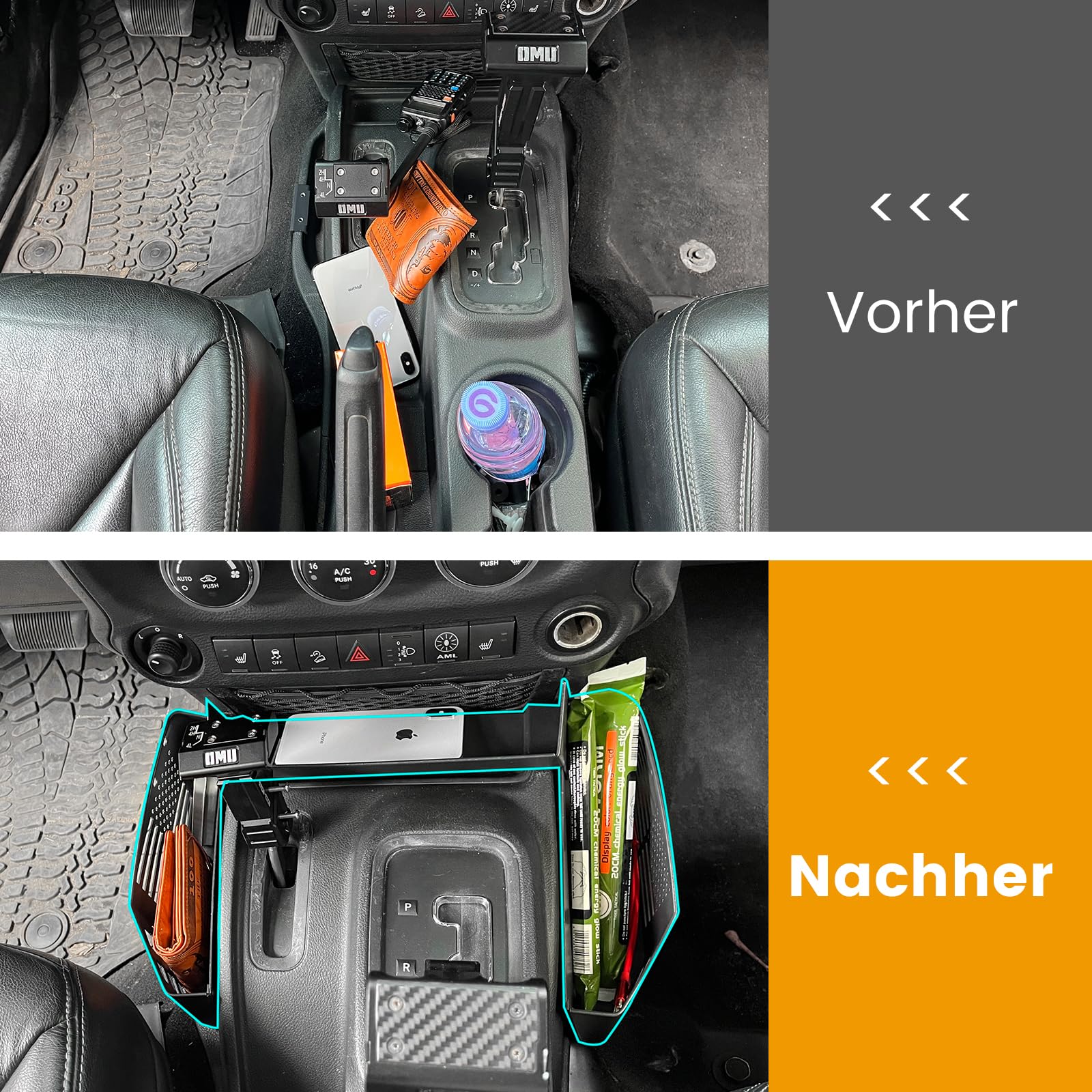 Metall-Organizer für die Schalthebelkonsole für Jeep Wrangler JK JKU 2011–2018, Aufbewahrungsbox für den Schalthebel, Hängebox für die Mittelkonsole, Münzaufbewahrungsbox für das Getriebefach