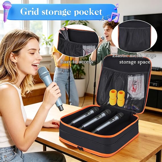 Microphone Case,Wireless Microphone Carrying Case,8 Slots Mic Storage Bag