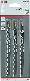 Bosch Professional 3x Stichsägeblatt T 313 AW Special for Soft Material (für Karton, Styropor, Teppich, Leder, Gummi, Zube...