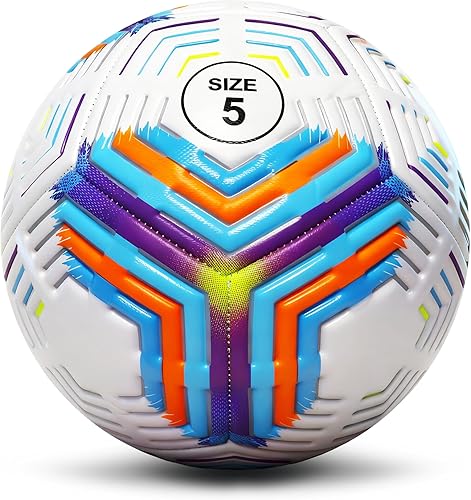 Miniatura 7 de Balón de fútbol tamaño 5, piel sintética impermeable de larga duración, pelota oficial de partido con bomba y agujas Rosa,Multi